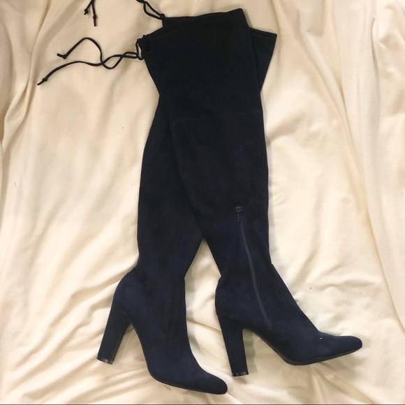 Unisa Shoes - Navy thigh high boots